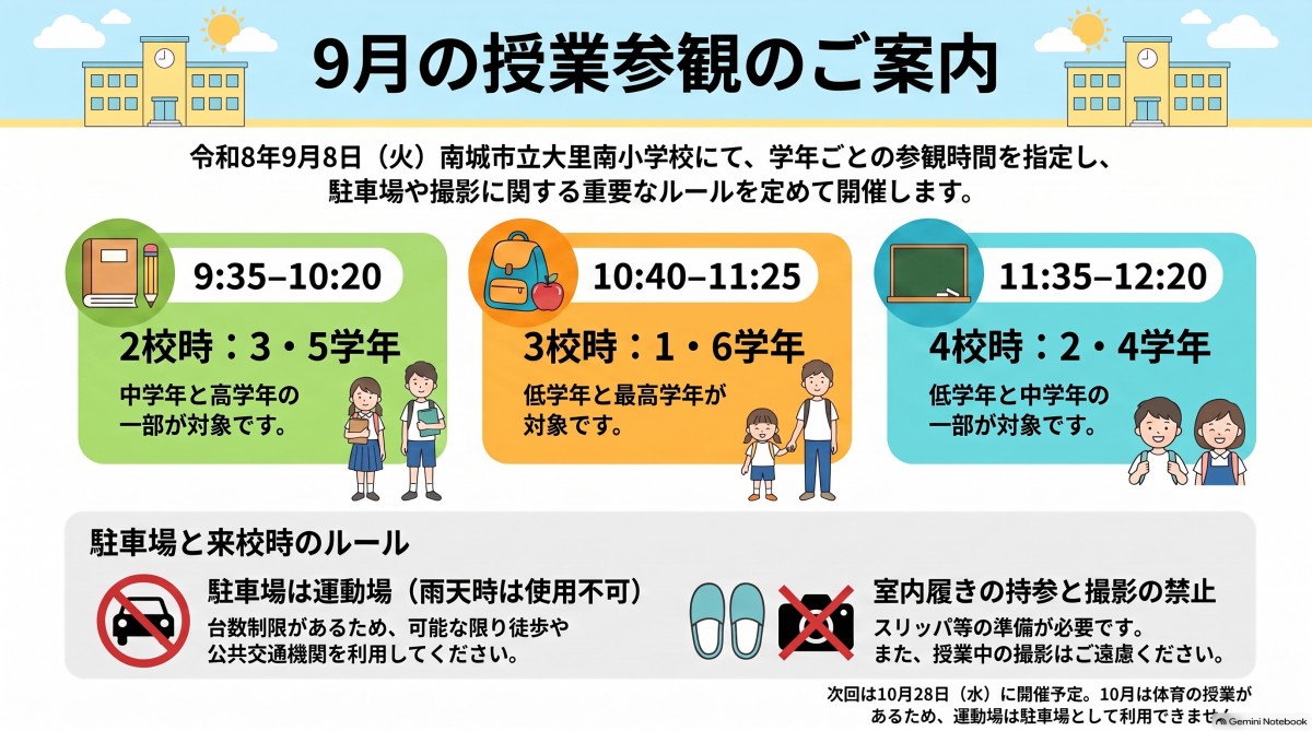 9月の授業参観の画像