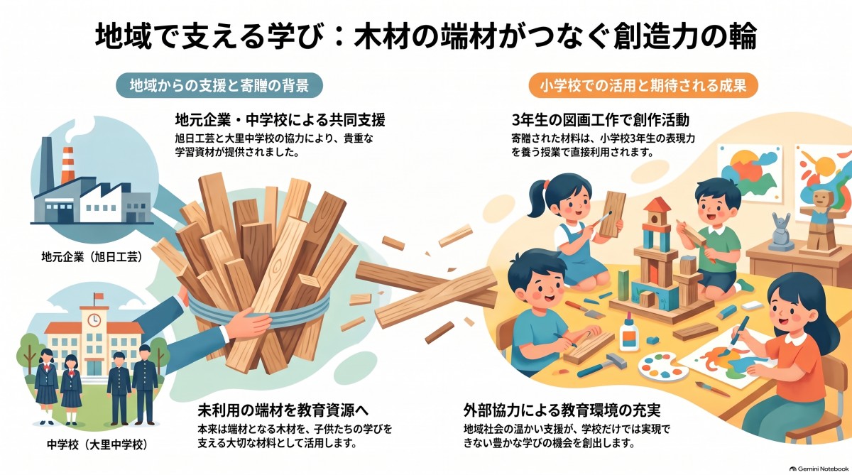 ３年生の図画工作で使う端材についての画像